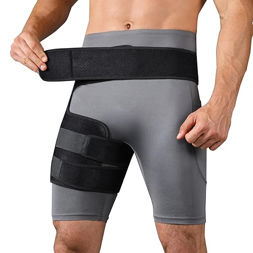 Soporte de cadera para aliviar el dolor de ciática, manga de compresión ajustable para muslos para mujeres y hombres, envoltura de ingle, soporte de