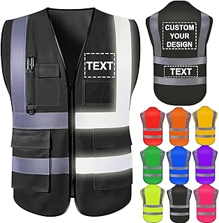 Gilet di sicurezza personalizzato da uomo con logo Gilet di sicurezza ad alta visibilità riflettente con tasche e costruzione con cerniera Indumenti da lavoro protettivi per esterni