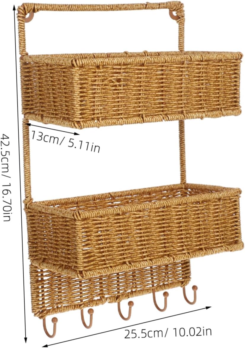 Cabilock Hanging Kitchen Storage Multi Wall Mounted Rattan Fruit Basket for Efficient Organization Vegetable for Kitchen and Bathroom Use