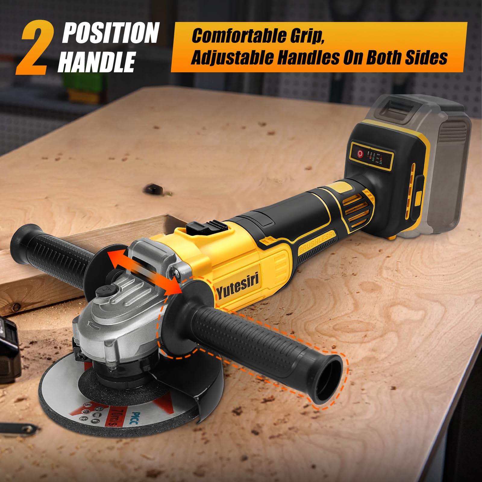 Cordless Power Angle Grinder For Dewalt 20V Max 2 Battery Brushless...