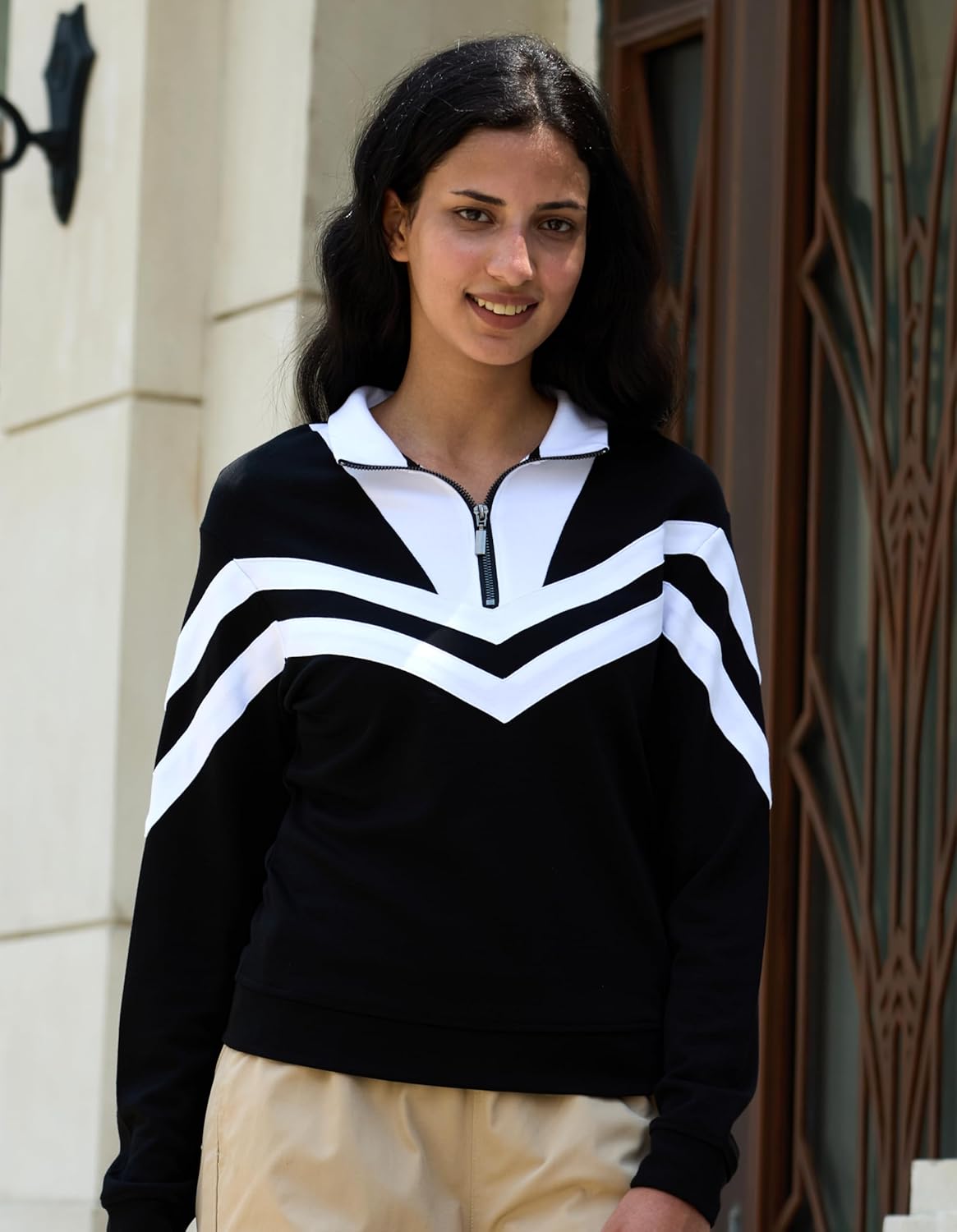 Merino Wool Quarter Zip Pullover for Women for Sport Workout, Thermal Collared Soft Cozy Sweatshirts for Women