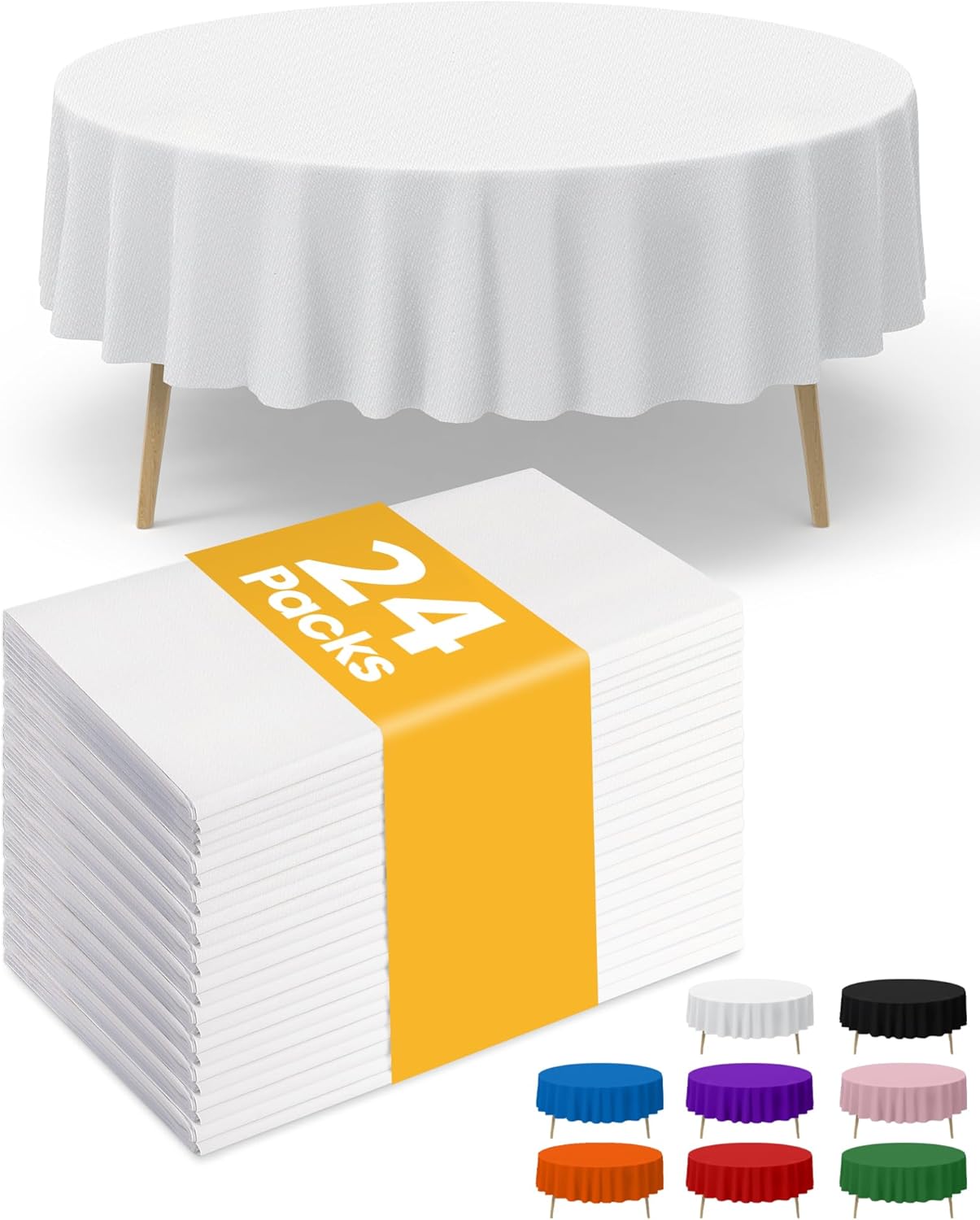 Amazon.com: Niuara White Plastic Table Cloth - 24 Pack 84" Round ...