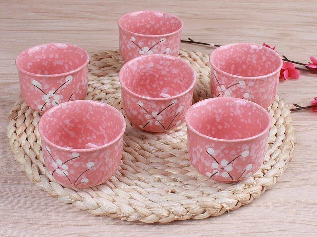 Teapots, ceramic teapots, Cherry Blossom Teapots Set 1 Pot 6 Cups Ceramic Drinkware Tea Pot Home Office Tea Set Kettle Drop (Color : Pink)