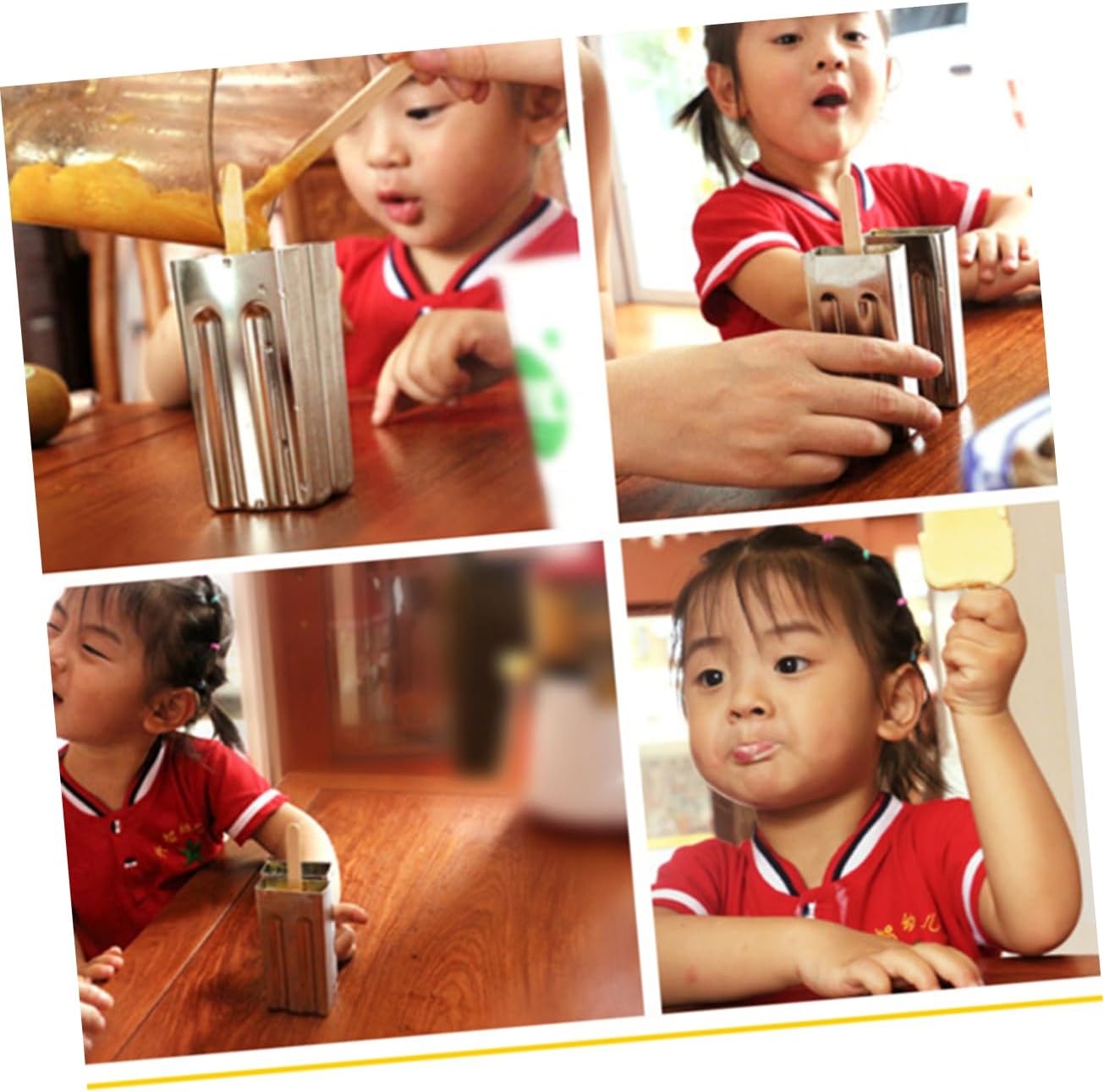 6pcs Stainless Steel Makers with Flat Double Groove Food-grade Ice Cream Molds for Desserts for and Family Gatherings