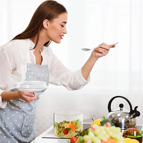 Miniatura 3 de Tazón de sopa de vidrio de 44 onzas líquidas con tapa y asa, palillos, cucharas y tenedores, juego de cubiertos, ollas de vidrio para cocinar en la