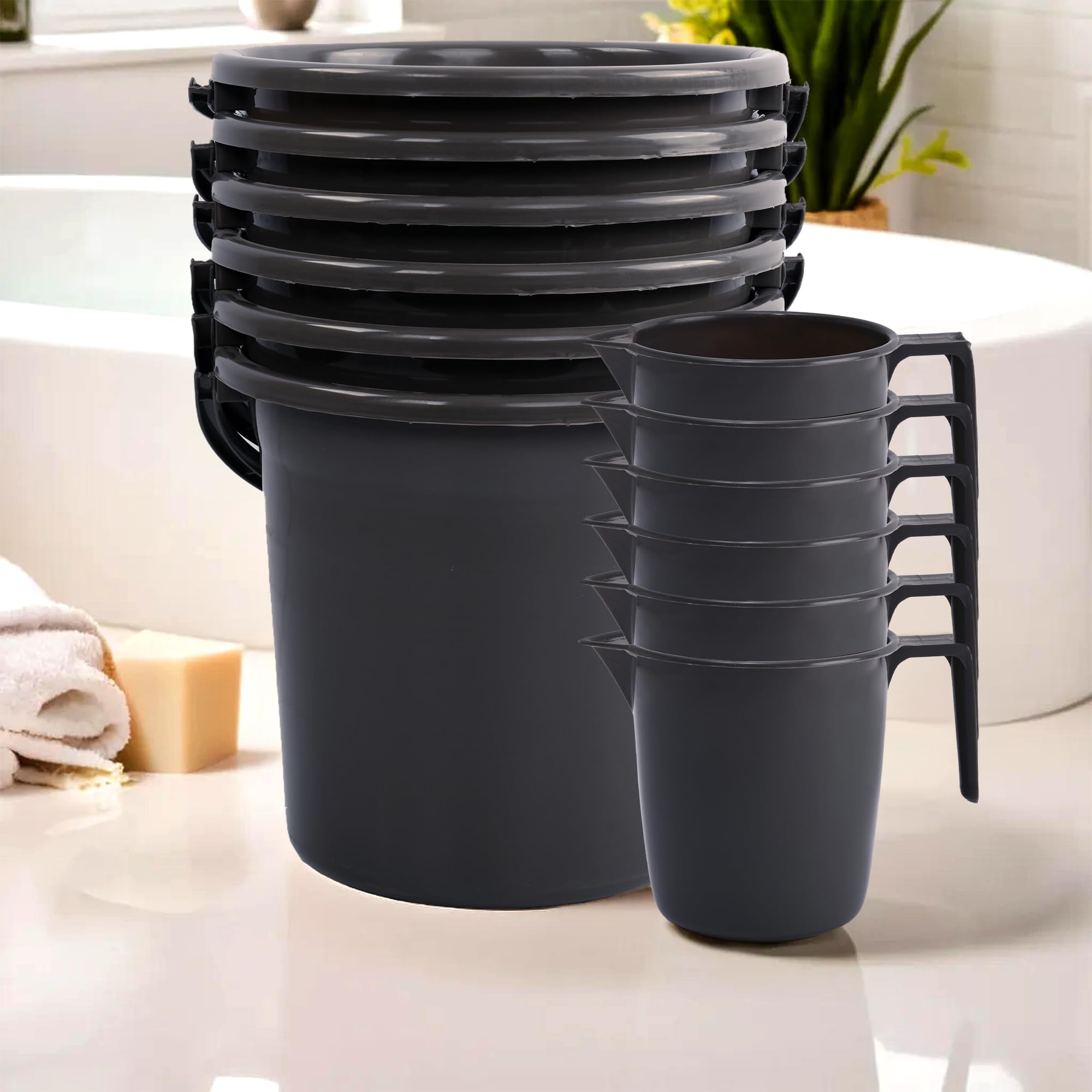 Kuber Industries Set of 12 Bathroom Combo Set | Bathing Set | Bathware Set | 6 Piece Bucket & 6 Piece Mug Combo Set for Bathroom | Modern Bathroom Accessories Set | Gray (B0CY2P98D2) Amazon Price History, Amazon Price Tracker