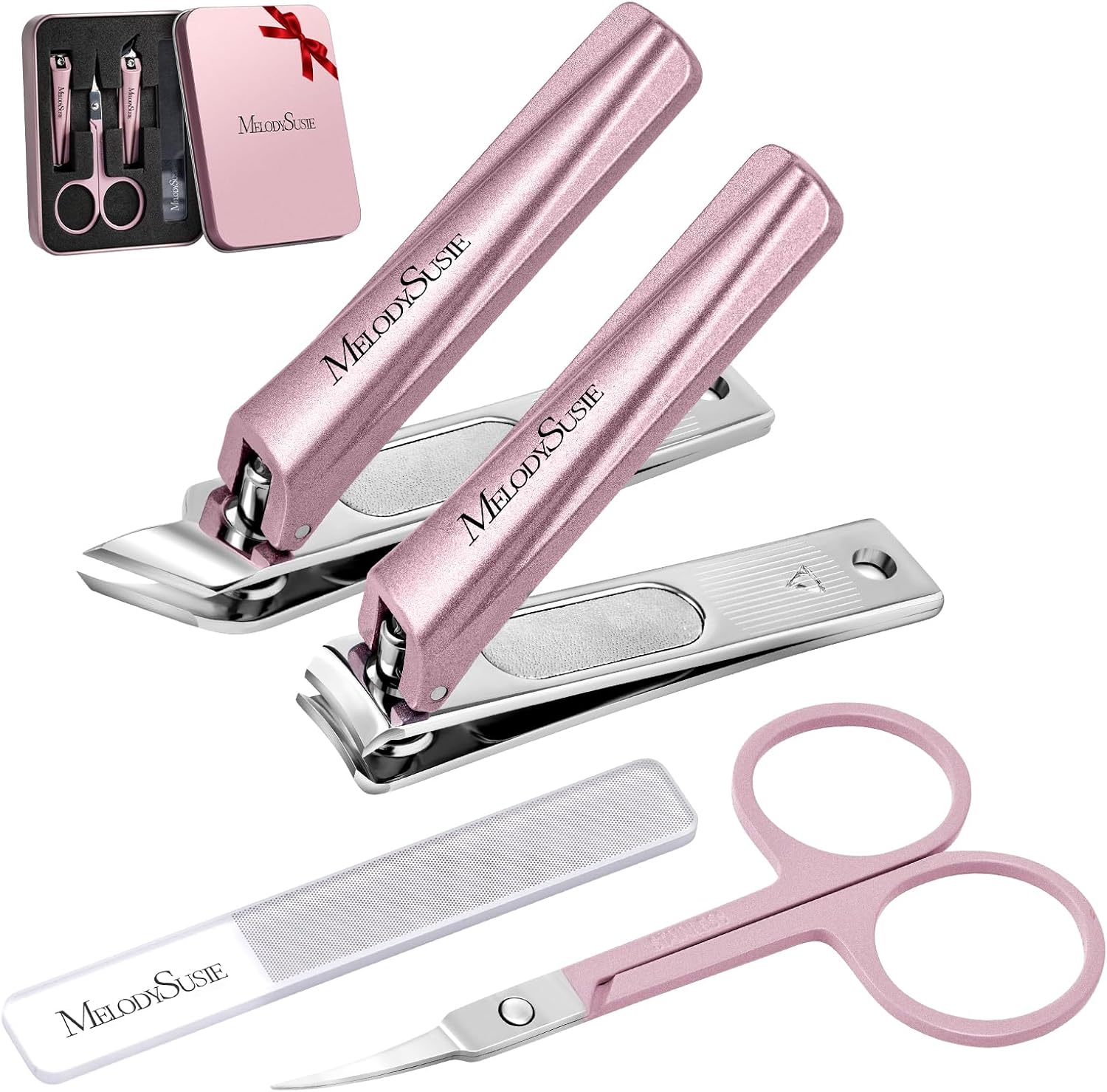 MelodySusie Nail Clippers Set, 2 in 1 Toenail Clippers Nail Clippers for Women, Ultra Sharp Stainless Steel Fingernail Nail Clippers for Men, Nail Cutter, Gifts for Women Men, Purple