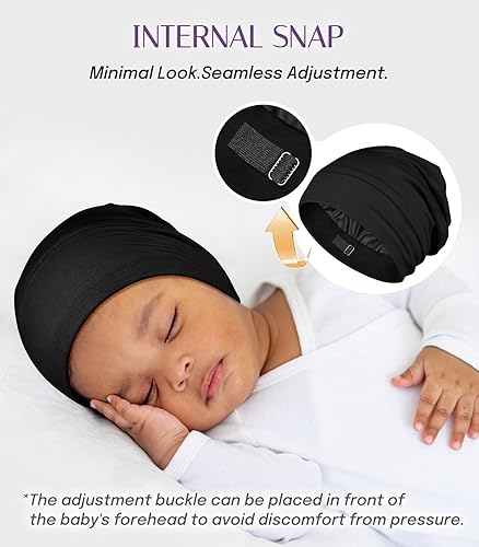 Miniatura 6 de OLESILK Gorro de Seda para Bebé de 0-6 Meses - Gorro de Cabello para Niños Pequeños de Seda de Morera 100%, Gorro de Noche Ajustable para Dormir