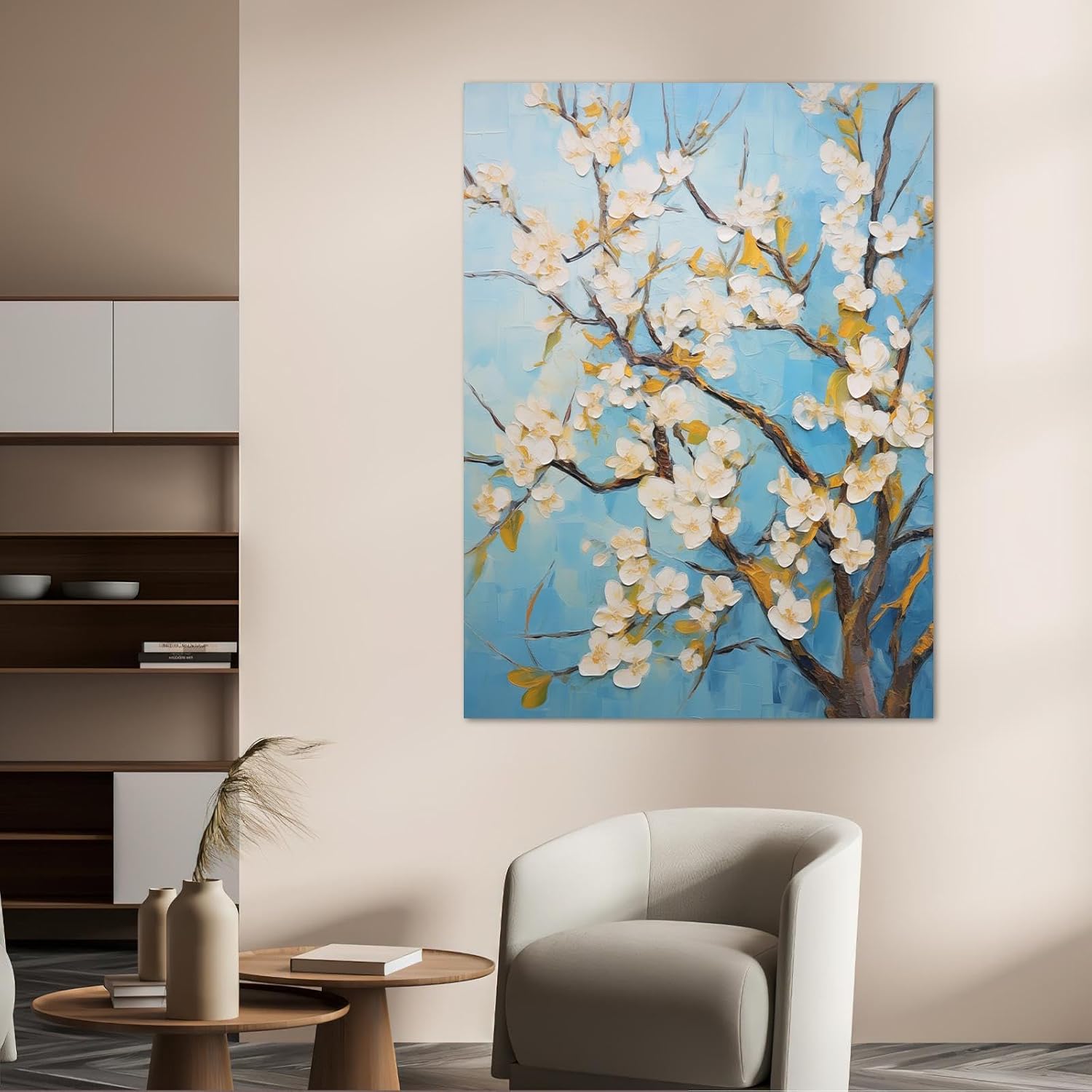 JGGXHM Almond Blossom Famous Paintings Reproduction Canvas Prints Floral Pictures on Canvas Wall Art for Bedroom Home Decor -(75x100cm) 30x39in internal frame