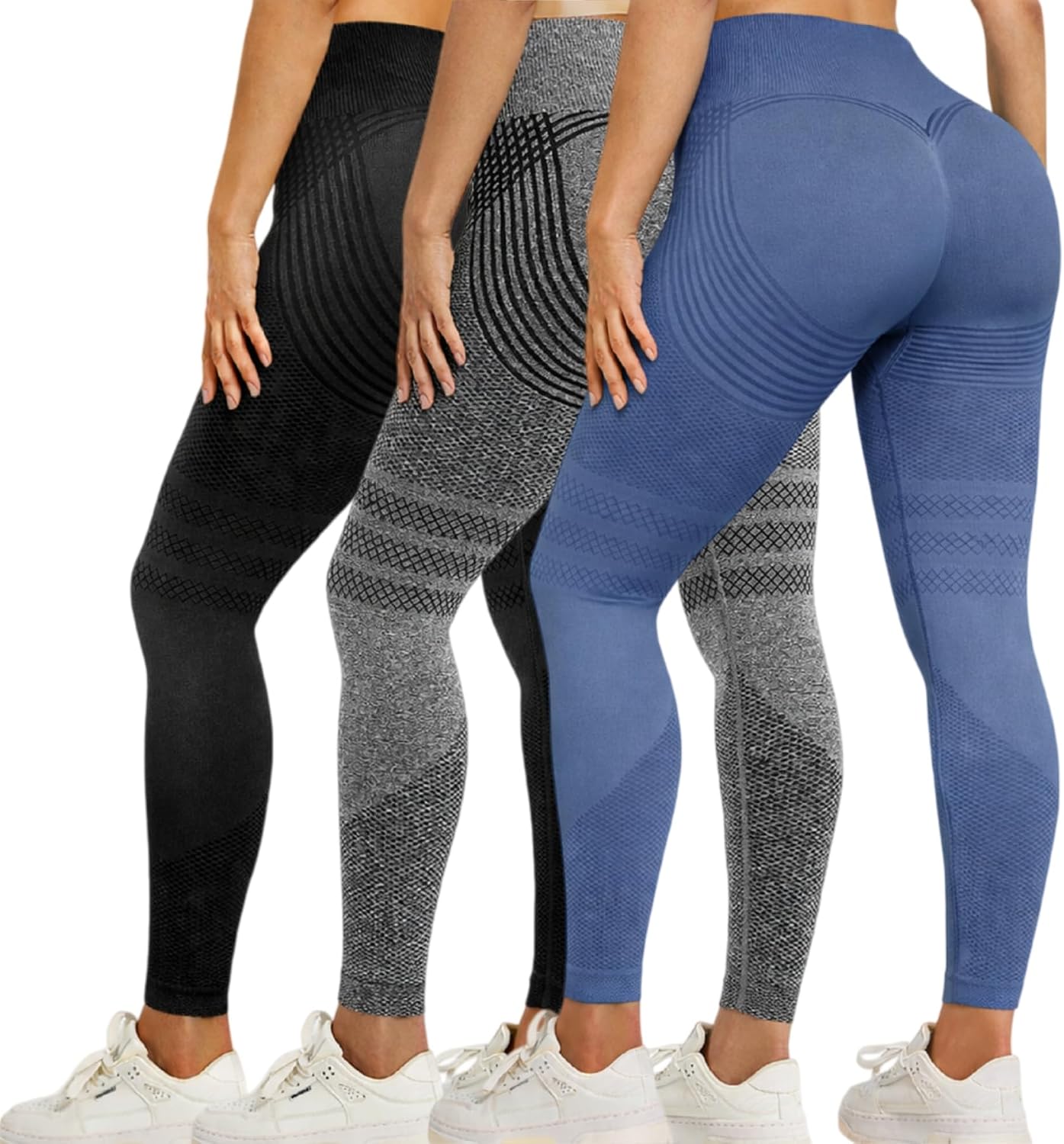 3D Cellulite Compression Leggings for Women, High Waisted Tummy Control Yoga Pants, Stretch Athletic Leggings