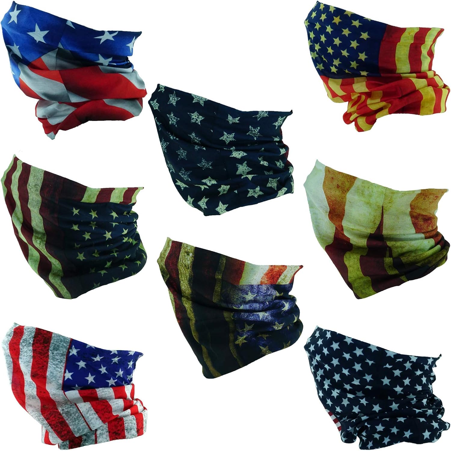 SMEHCF 8 US Flag Headband Bandana Balaclava Half Face Mask Shield Head Hair Scarf Neck Gaiter Hat Multipurpose For WoMen Men Breathable Reusable Washable Retro - Image 5