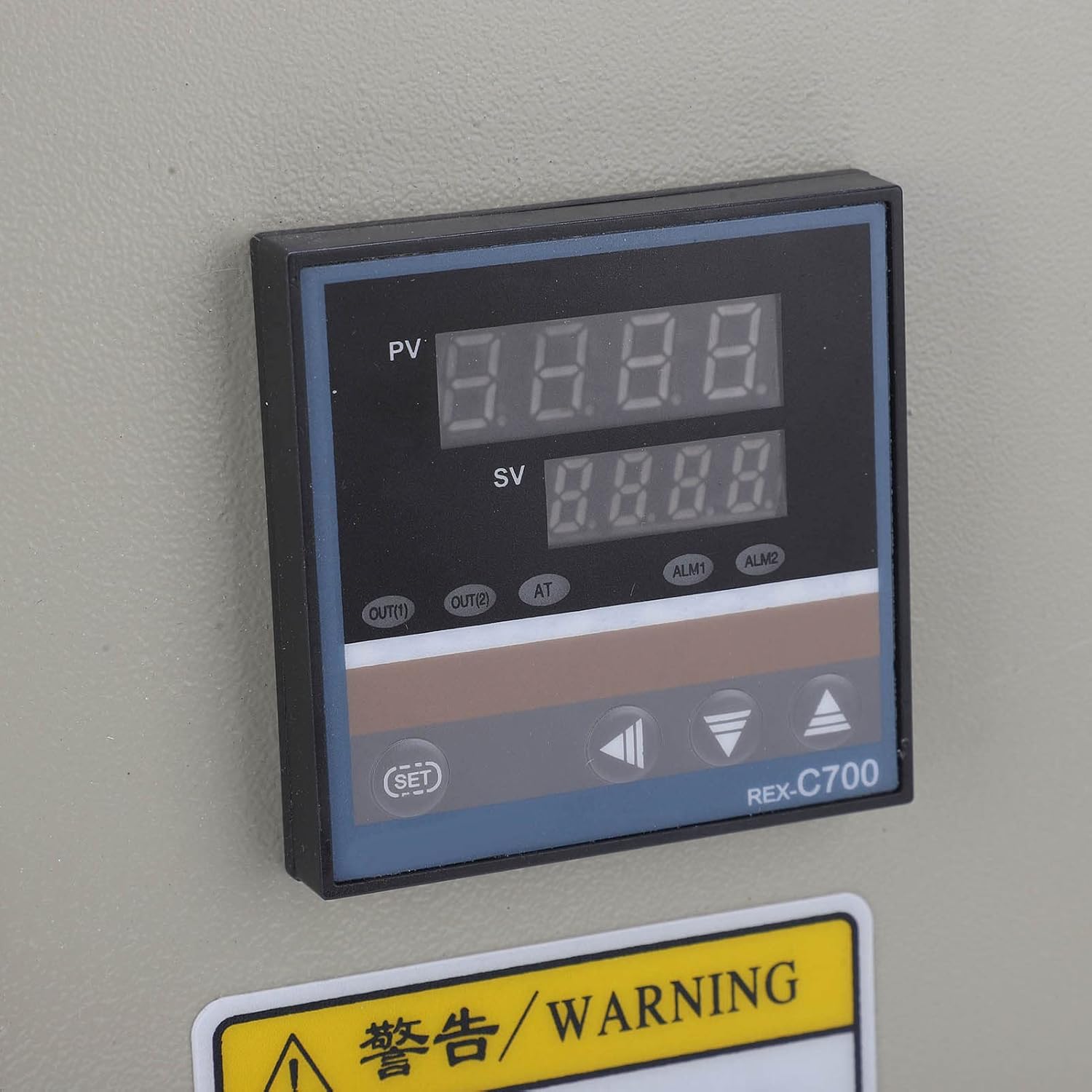 Close-up of the REX C700 digital PID temperature controller display