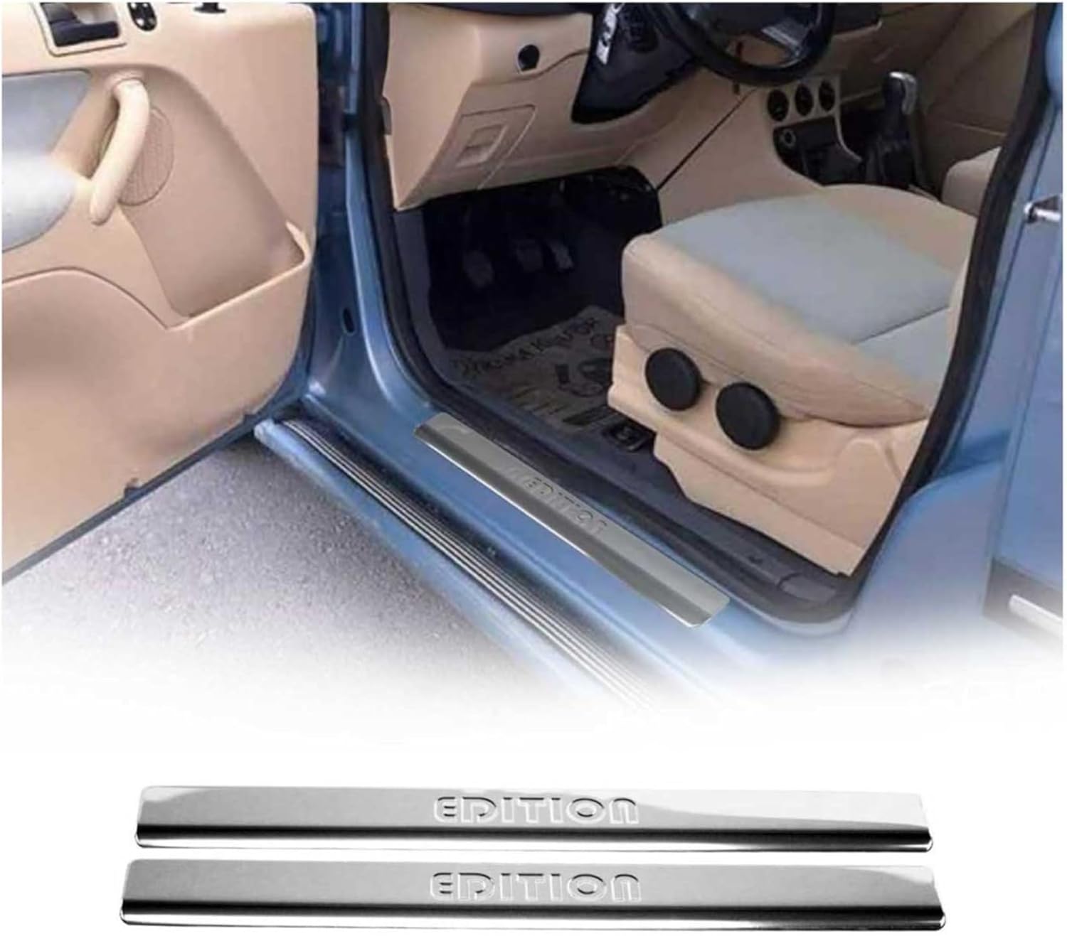 OMAC Door Sill Scuff Plate Scratch for Ford Transit Connect 2010-2013 Edition 2 Pcs