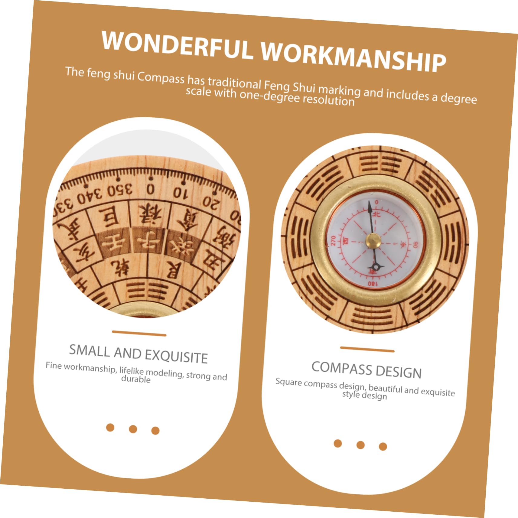 Kisangel Mahagoni Feng Shui Kompass Feng-Shui-pfanne Feng-Shui-Buch Feng Shui Modern Feng-Shui-Ornamente Heimkompass Kompass-Ornamente Feng-Shui-kompass-leitfaden Mahagoni- Khaki