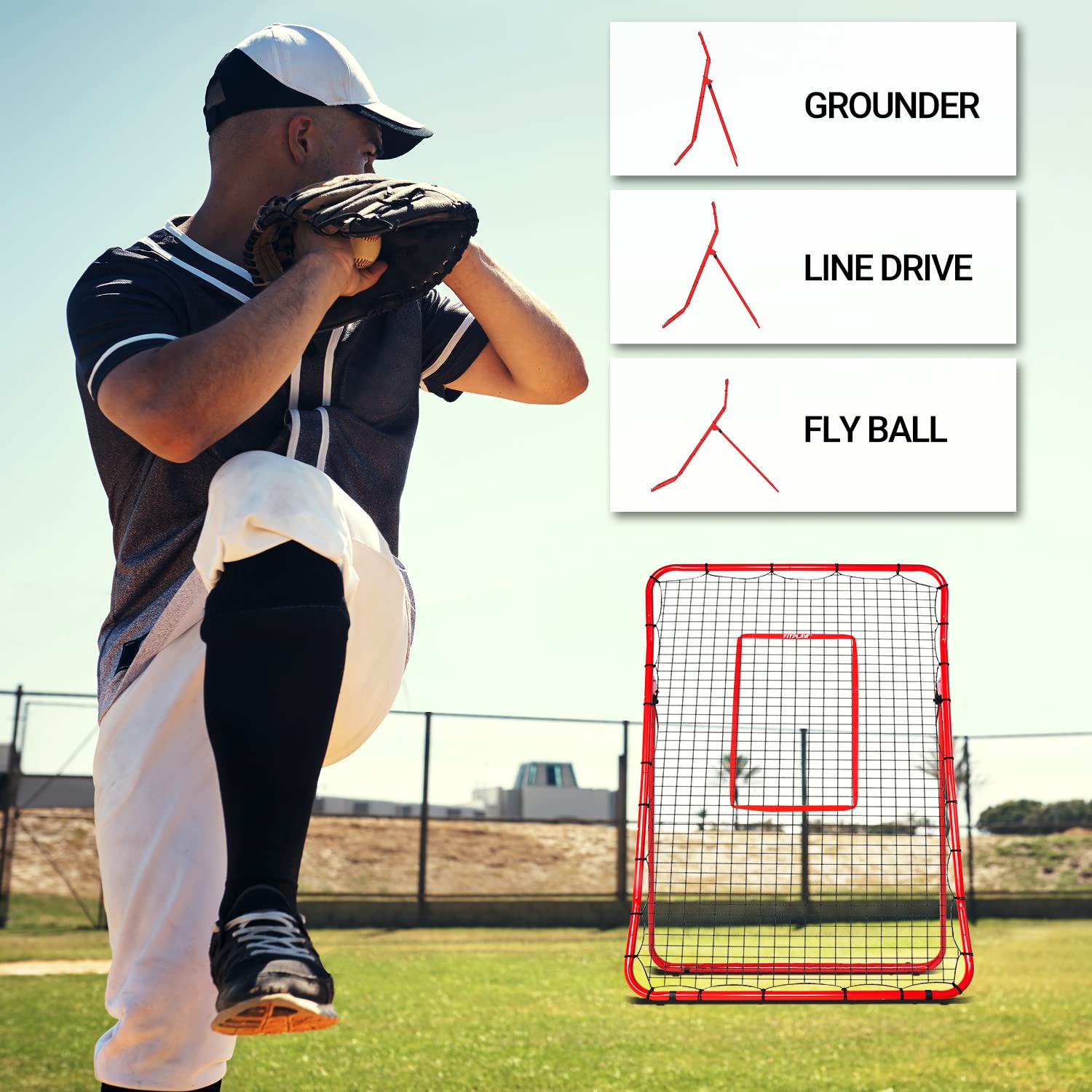 Adjustable Angle Training Net Jxgzyy Baseball Rebounder Net – 6x4 Ft ...