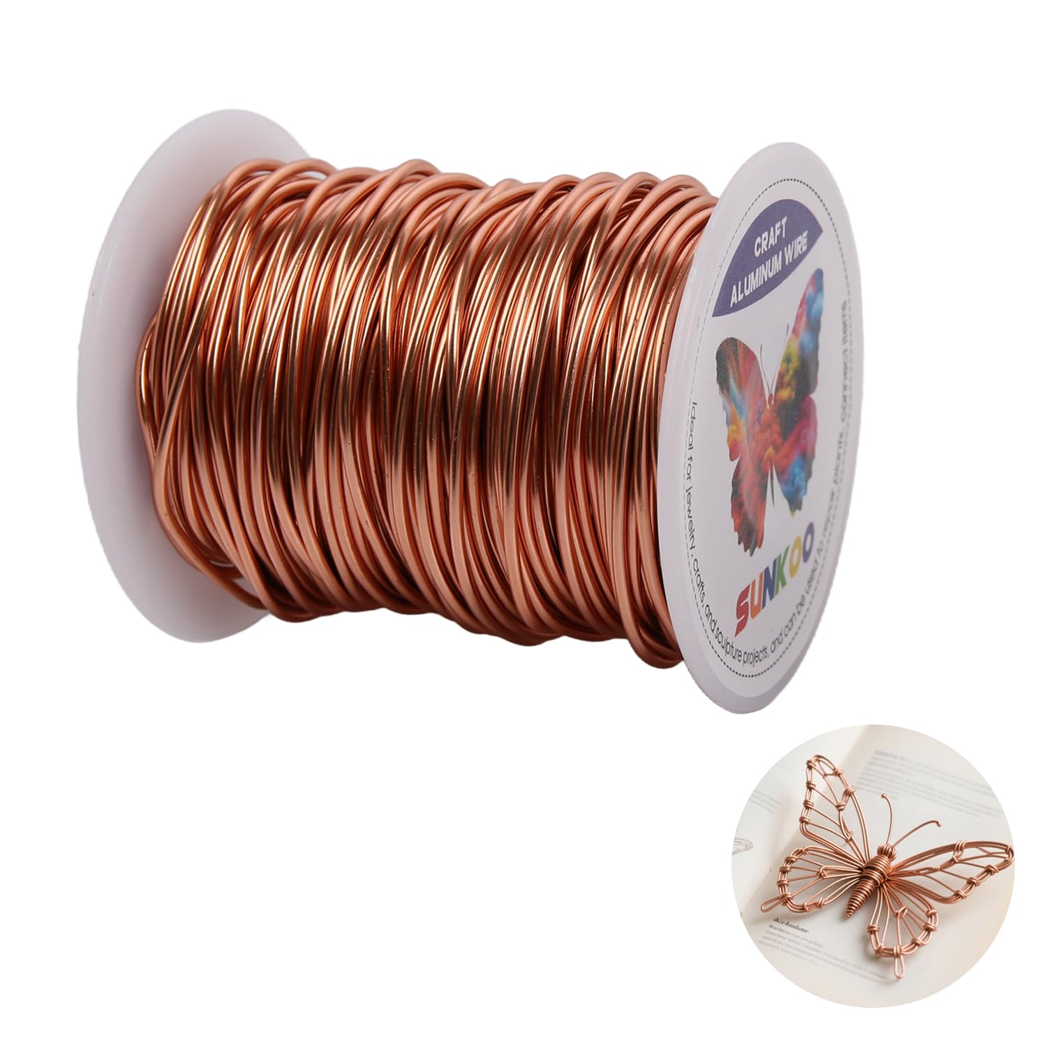 Sunkoo 15 Gauge 1.5mm Champagne Aluminium Craft Wire,98.4Ft Bendable Wire for Jewellery Making, Sculpting, Floristry, Armature, Wrapping & Modelling Projects