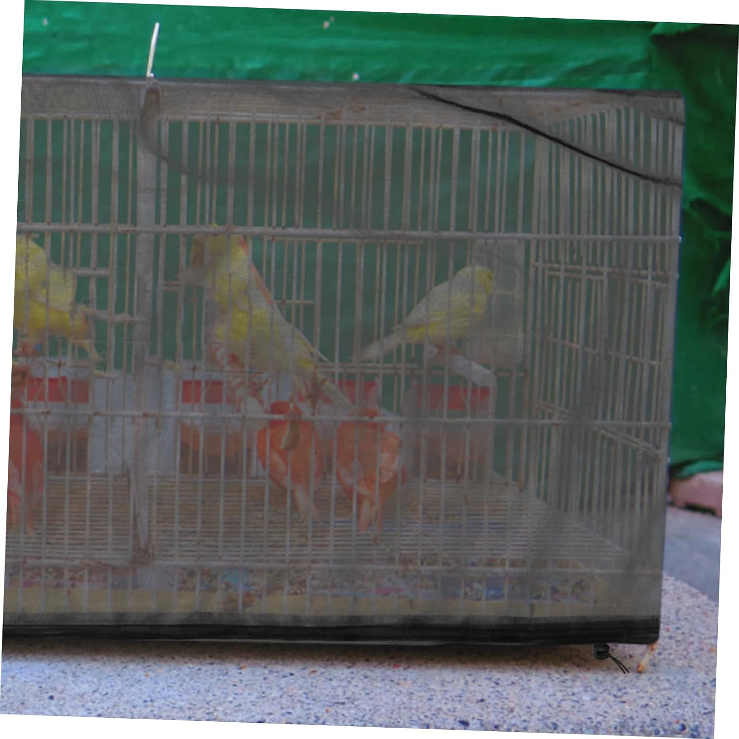 BESPORTBLE 2pcs Birdcage Netting Cover for Parrots Elastic Bird Cage Mesh Skirt Cord Height Fits Circumference Easy to Clean for Parakeet and Use