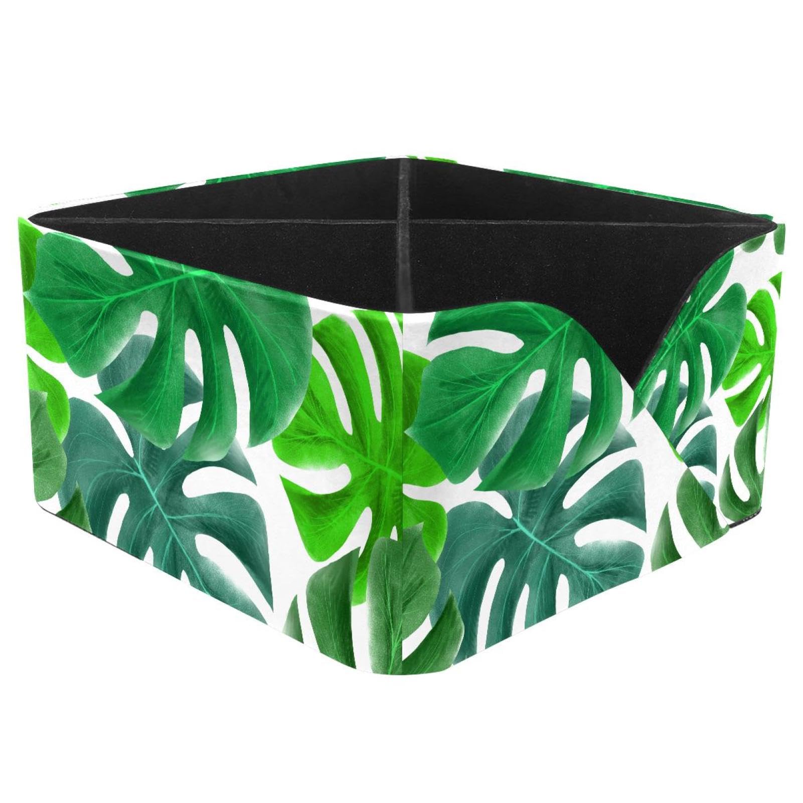 KengjuTesu Tropical Greens Palm Leaves Desktop Organizer Pen Holder, Rectangular Pencil Cup for Office, Study and Makeup Stations