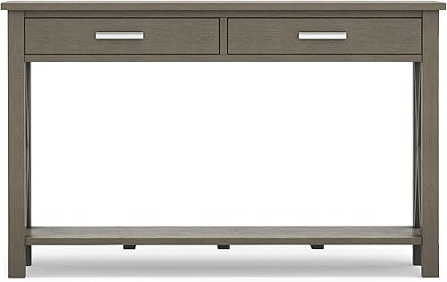Miniatura 27 de SIMPLIHOME Kitchener Mesa consola – Mesa de sofá de madera maciza de 47 pulgadas de ancho en color blanco, mesa de almacenamiento contemporánea para