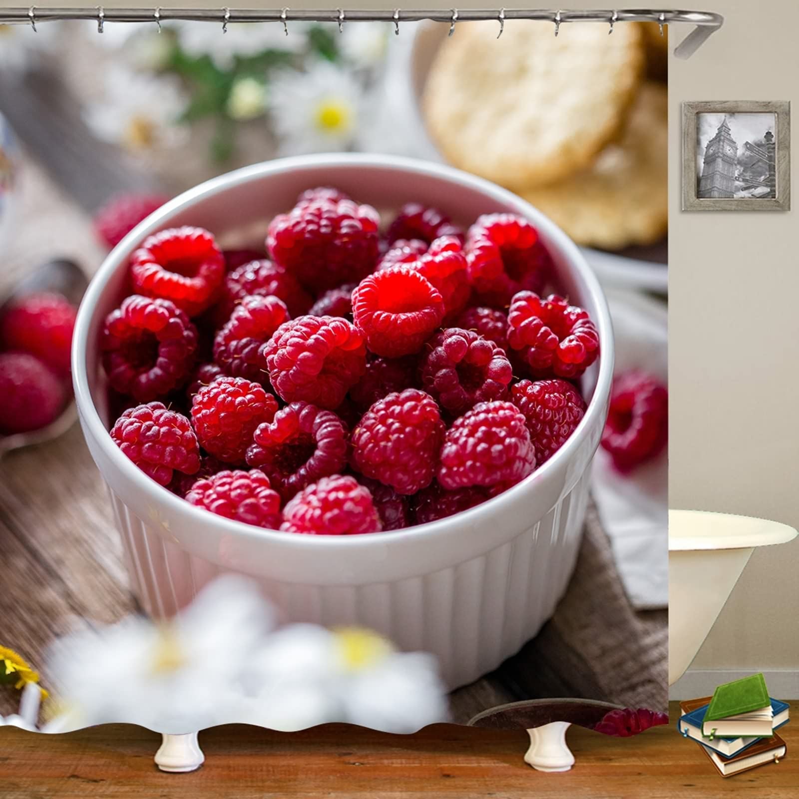Rideau de douche framboise KnSam pour créer une ambiance fruitée et fraîche dans votre salle de bain