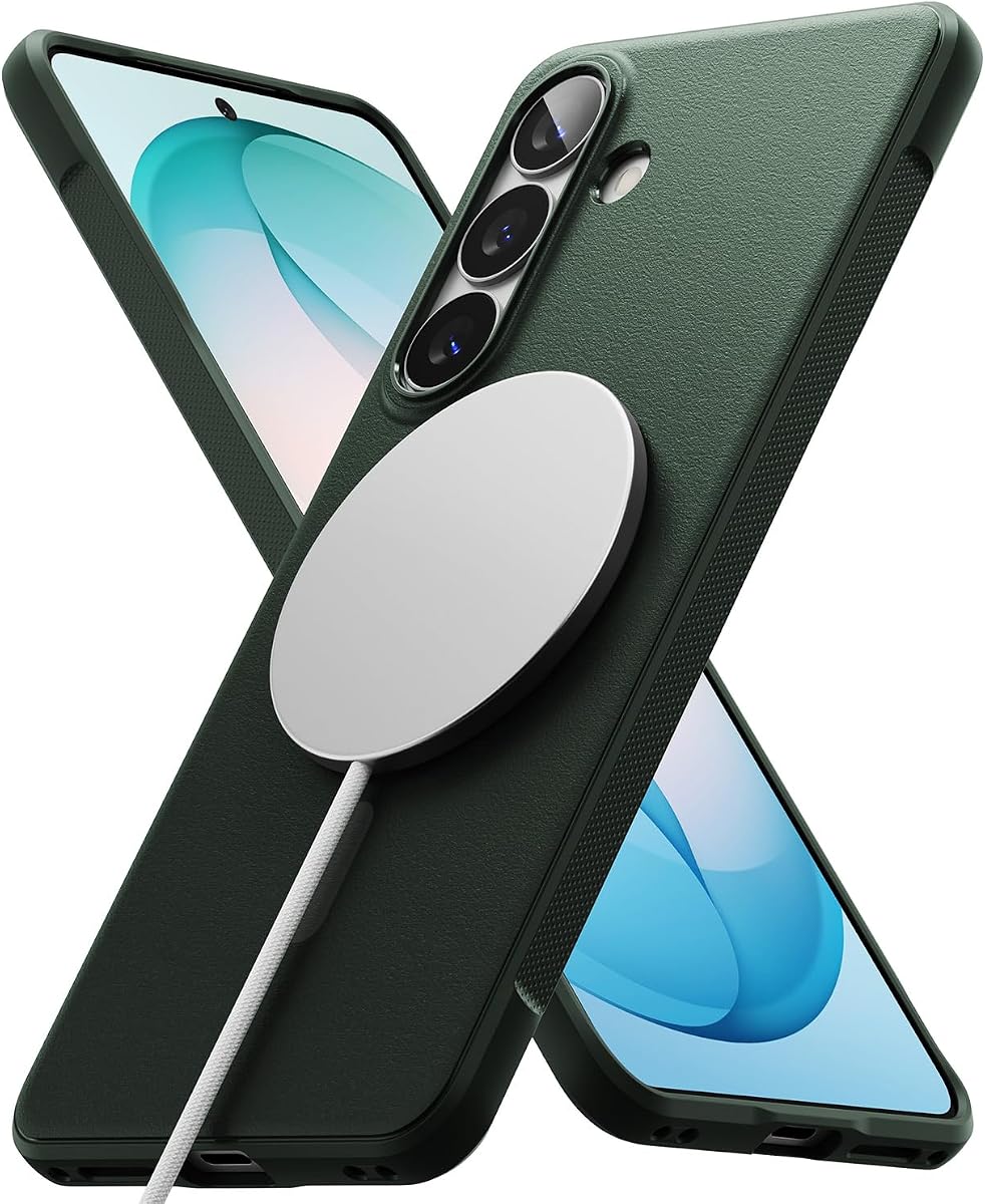 Funda Ringke Onyx para Samsung Galaxy S26 Plus [Compatible con MagSafe] Resistente al aceite y la suciedad, Protección mejorada de la lente de la cámara, Agarre cómodo, Funda ligera y antideslizante - Magnético Verde oscuro