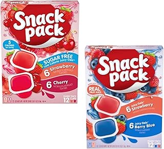 Snack Pack Sugar-Free Variety Pack of Strawberry & Cherry Gels, 3.25 oz (12 count) + Strawberry & Berry Blue Gels, 3.25 oz (12 count)