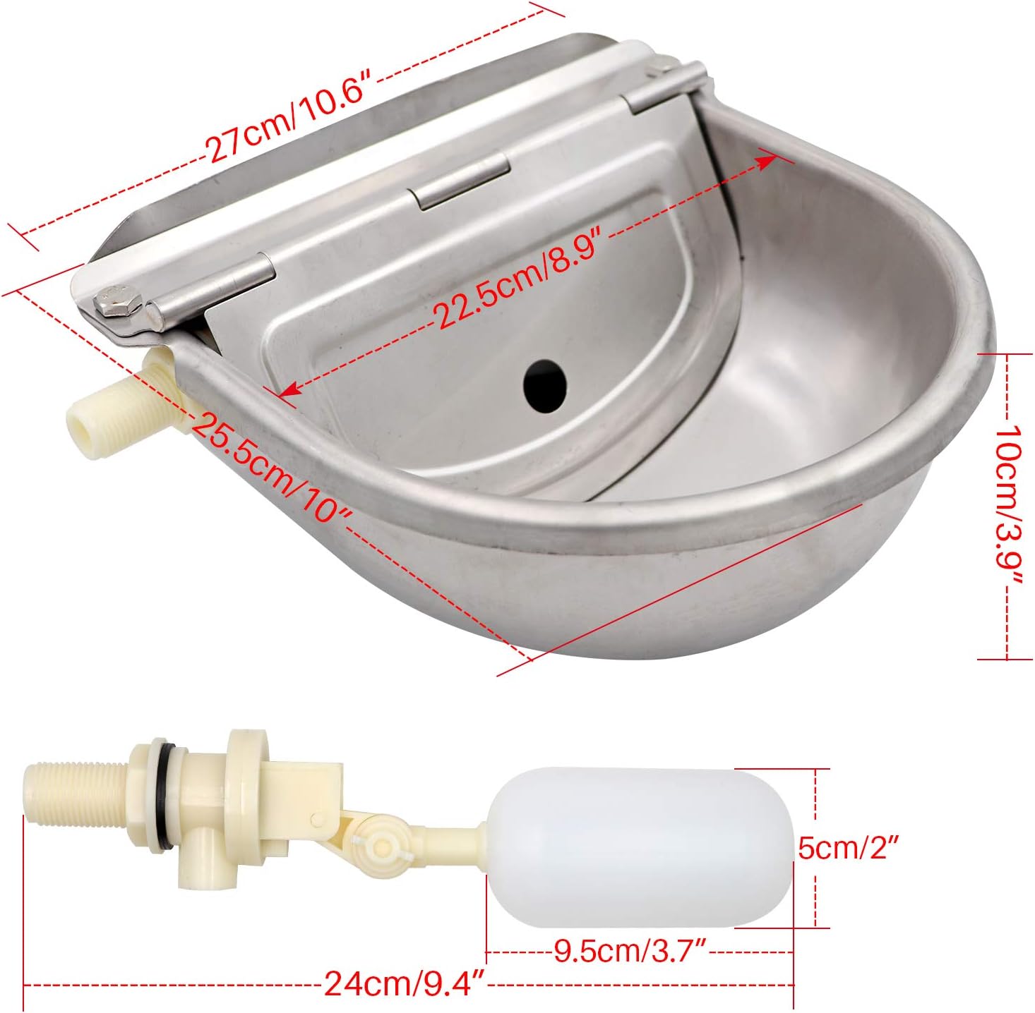 MUDUOBAN Stainless Steel Float Valve Water Bowl for Cattle Horse Automatic Hog Goat Pet Waterer : Pet Supplies