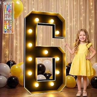 Ledido 4FT RGB Marquee Light Up Numbers 6 for 16th 60th Birthday Decor