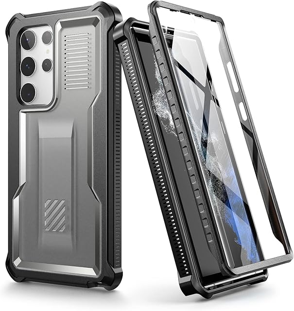 Dexnor For Samsung Galaxy S22 Ultra 5G Case (2022), Heavy-duty BumperShock Translucent Matte Rugged Case, 360° Drop Shock Resistant with Built-in Screen Protector - Black