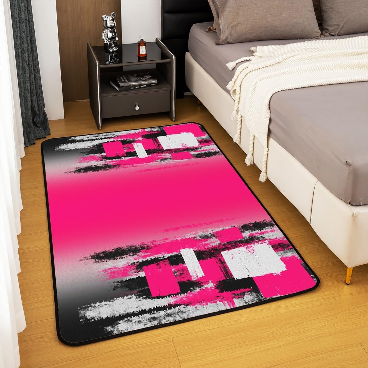 jejeloiu Kids Rose Red Area Rug 5x7 Abstract Messy Rust Living Room Rugs for Boys Girls Teens Modern Art Decorative Rug Set Gradient Stryle Indoor Floor Mat