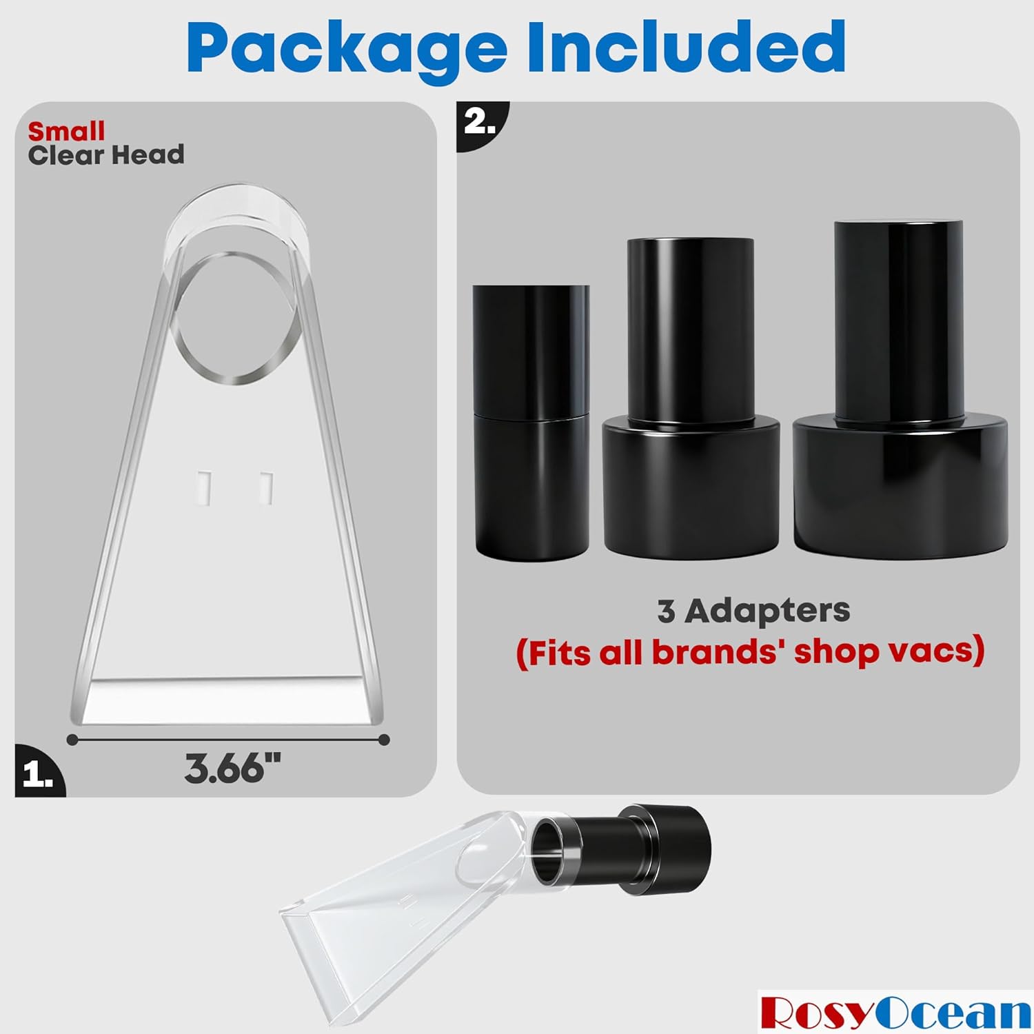 Universal Compatible with All Shop Vacs Extractor Attachment with 2-1/2" & 1-7/8" & 1-1/4" Adapters Auto Detailing Vacuum Cleaner Extraction Accessories for Upholstery & Carpet Cleaning