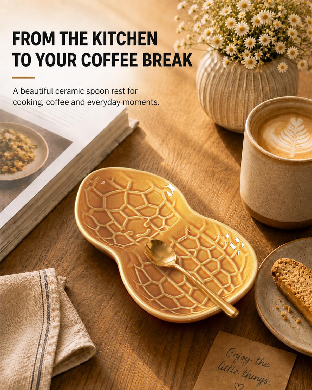 Ceramic Spoon Rest for Stove Top, Cute Spoon Rest for Kitchen Counter