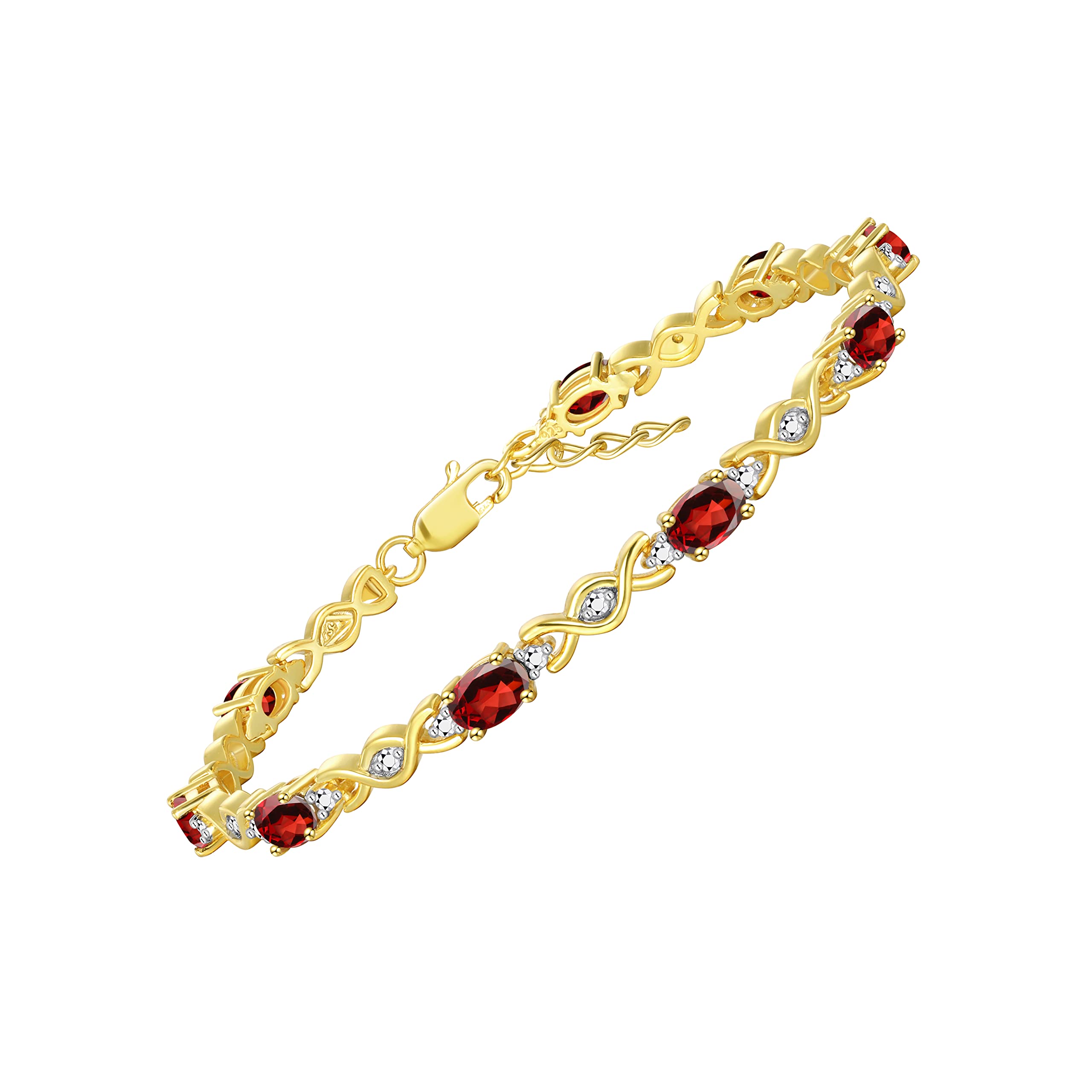 Rylos Bracelets for Women Yellow Gold Plated Silver XOXO Hugs &amp; Kisses Tennis Bracelet Gemstone &amp; Diamonds Adjustable to Fit 7"-8" Wrist, 10 Gorgeous 6X4MM Jewelry for Women Friendship Bracelets