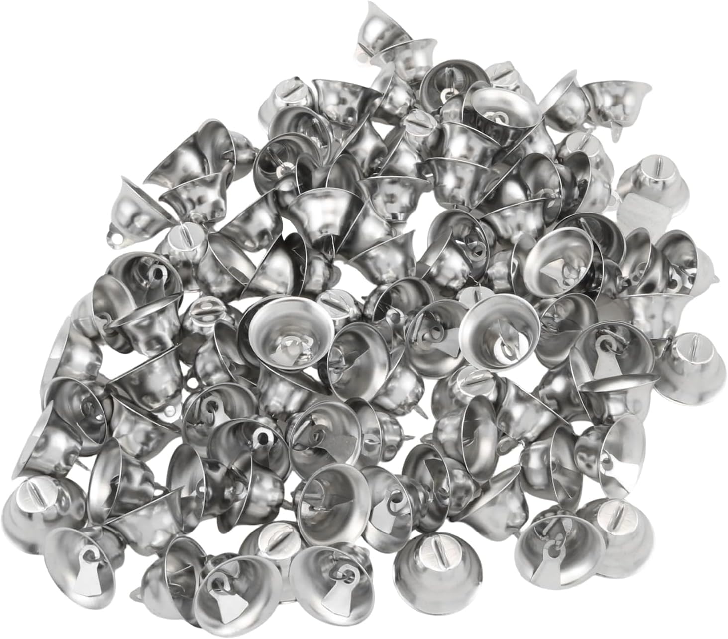 100PCS Silver DIY Wind Chime Accessories Christmas Wreath Christmas Tree Decorative Small Bells 2.1cm Suitable for Wedding Festival Scene Layout Pet Collar Bells