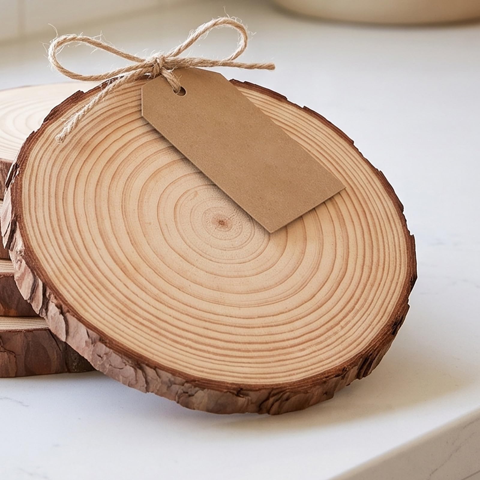 Cabilock 4 Stück Teiliges Rustikales Durchmesser Natürliche Holzscheiben für Hochzeitstischdekoration Party Picknick deko Vielseitig Einsetzbar für Rustikale Feierlichkeiten