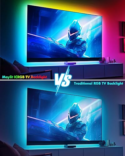 Miniatura 3 de maylit ICRGB Luces LED para TV, retroiluminación LED Bluetooth de 18 pies para 71-75 pulgadas, luces de TV que cambian de color detrás, luces LED de