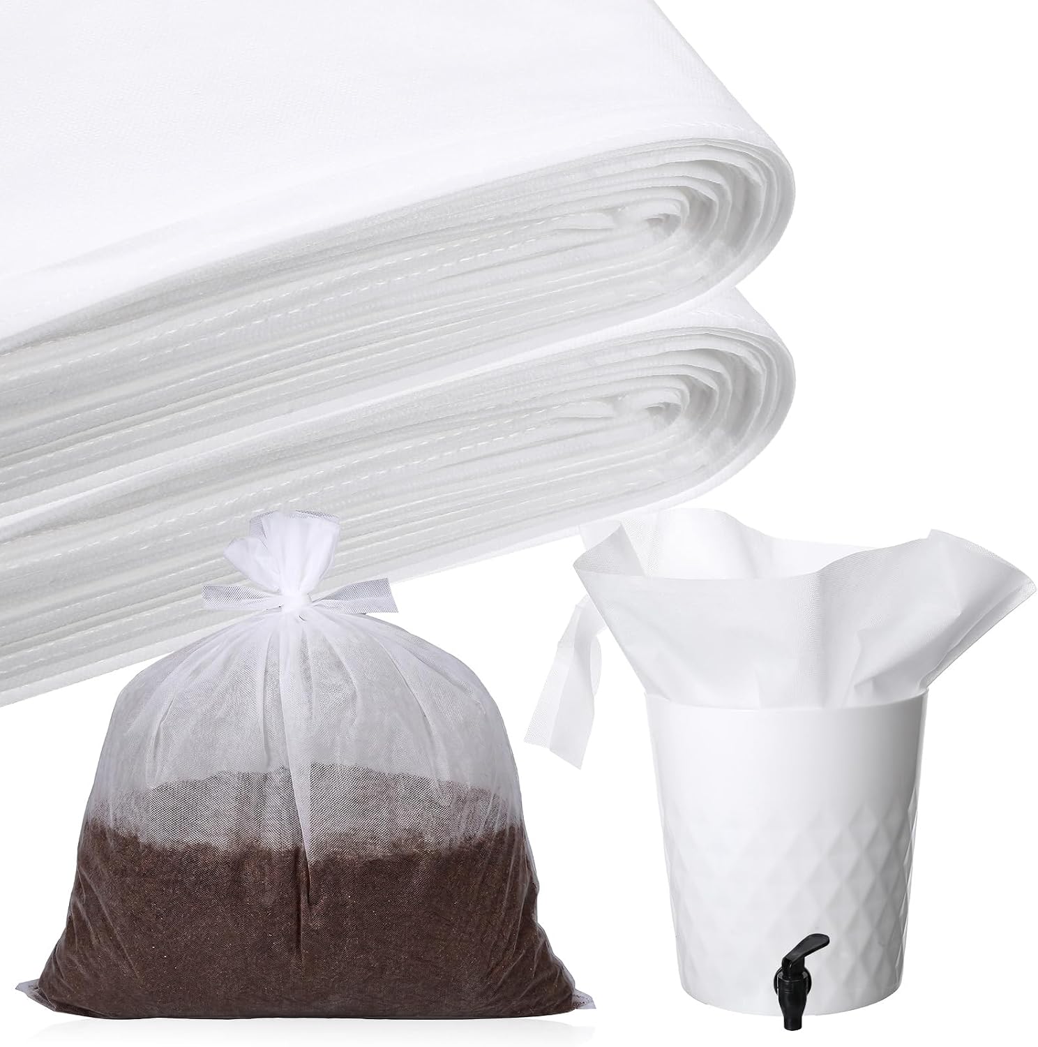 50 Pack Cold Brew Bags with Drawstring, 20" x 22" Coffee Filters for 5 Gallon Buckets, Commercial Cold Brew Filter for Up to 5 LBS Ground Coffee, Disposable Non-Woven White Bags