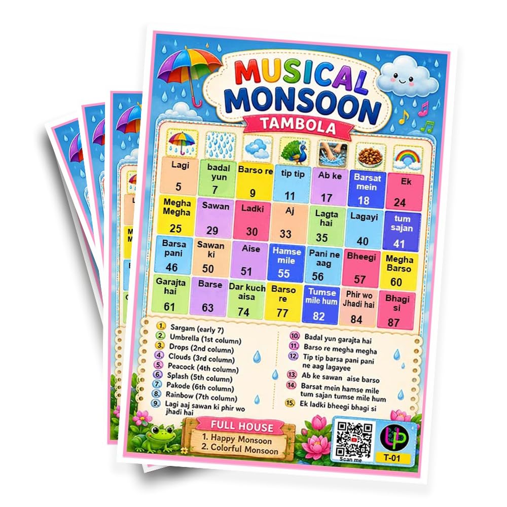Rainbow Tambola Tickets - Monsoon Sawan Party Game -18