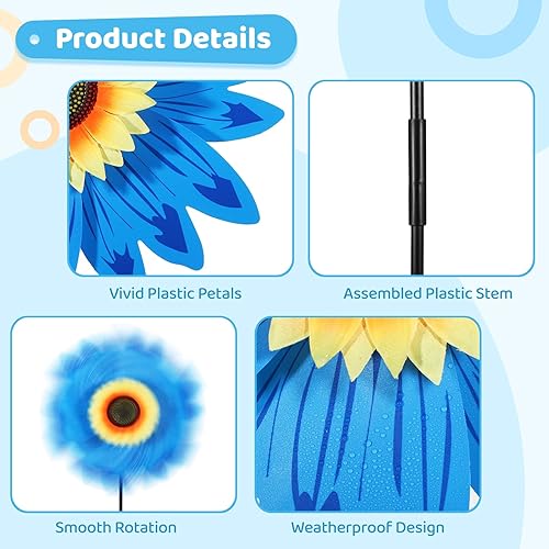 Miniatura 3 de B bangcool Molinillos de viento de girasol para jardín, fiesta, molinete de viento para patio, césped y jardín (6 unidades)