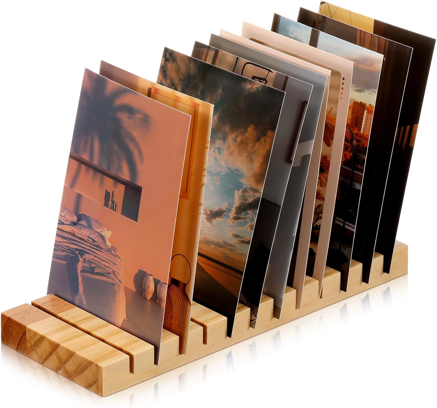 Marsui 1 Pcs Greeting Card Display Stand 12 Slot Wooden Card Holder,Brown