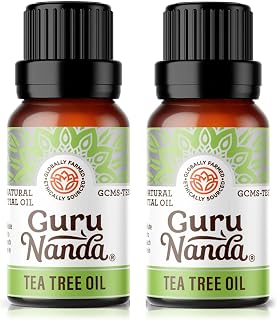 GuruNanda Tea Tree Essential Oil (2x0.5 Fl Oz) - 100% Pure, Undiluted Aromatherapy Oil for Diffusers, Massage, DIY Recipes, Helps in Skin & Hair Care