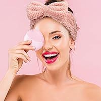 Vista 6 de DOOBO Paquete de 3 diademas de spa de microfibra con pajarita para mujer, para lavar la cara, blanco, gris, rosa