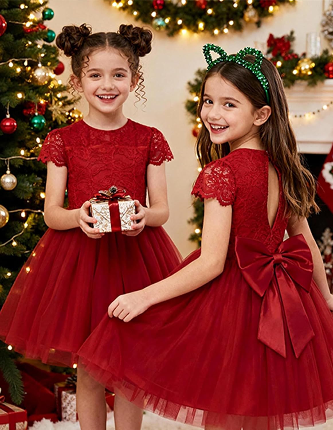 GRACE KARIN Flower Girl Dress with Big Bow,Kids Lace Tulle Princess Gown,Wedding Formal Birthday Party Pageant 5-10Y - Image 2