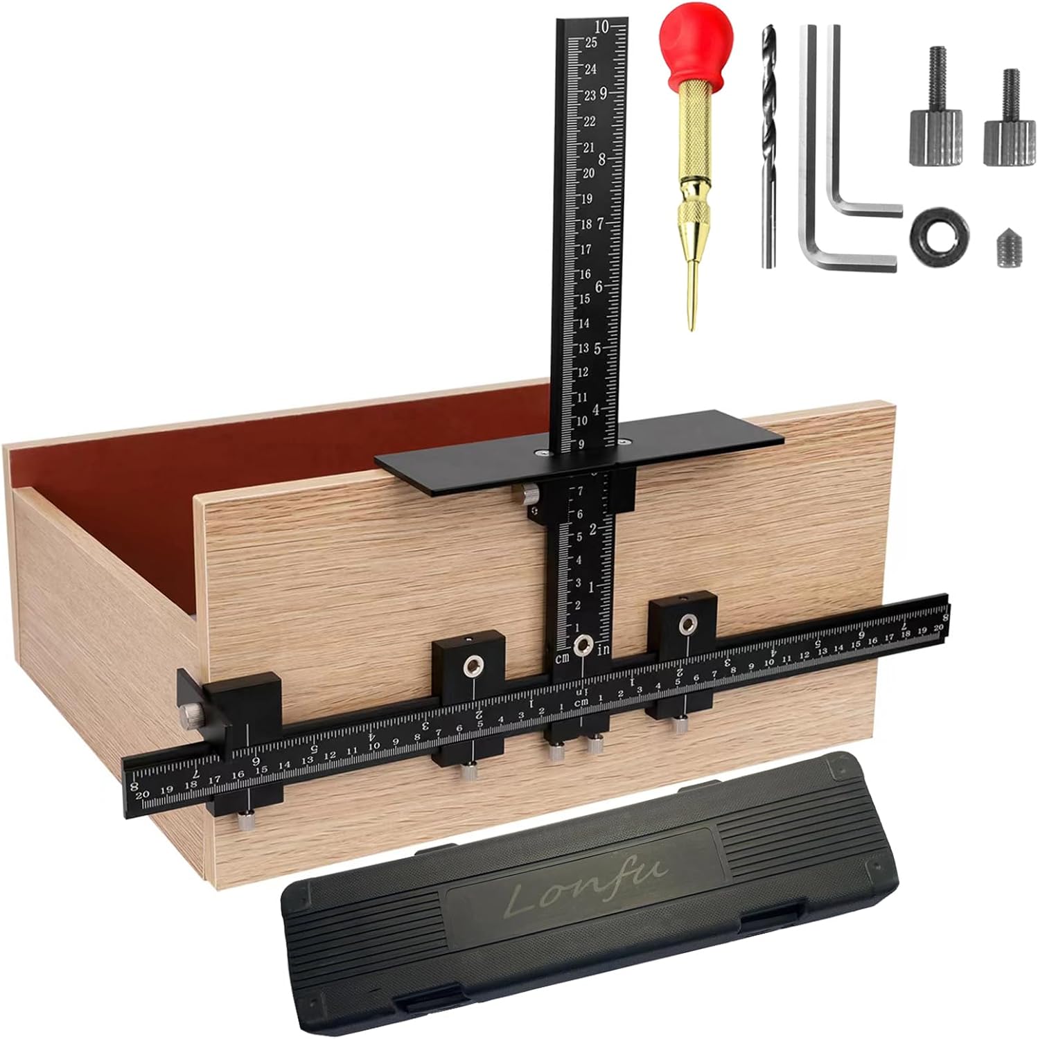 Cabinet Hardware Jig for Handles, Adjustable Template with Convenient and Precise Installation for Door and Drawer Knobs,Pulls,Tool Accessories Jig of Aluminum Alloy