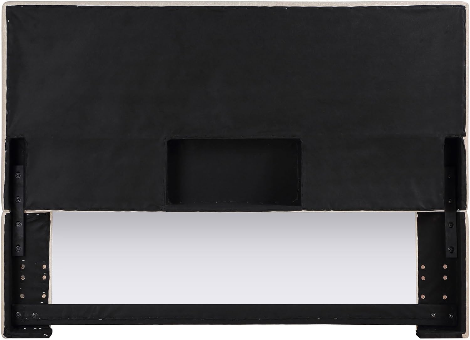Pemberly Row 46.5" x 80" Rectangular Upholstered King Headboard, Sand Beige Fabric, Pine Wood Frame, Classic Self-Welt Details, Tailored Bedroom Backdrop, Elegant Modern Style