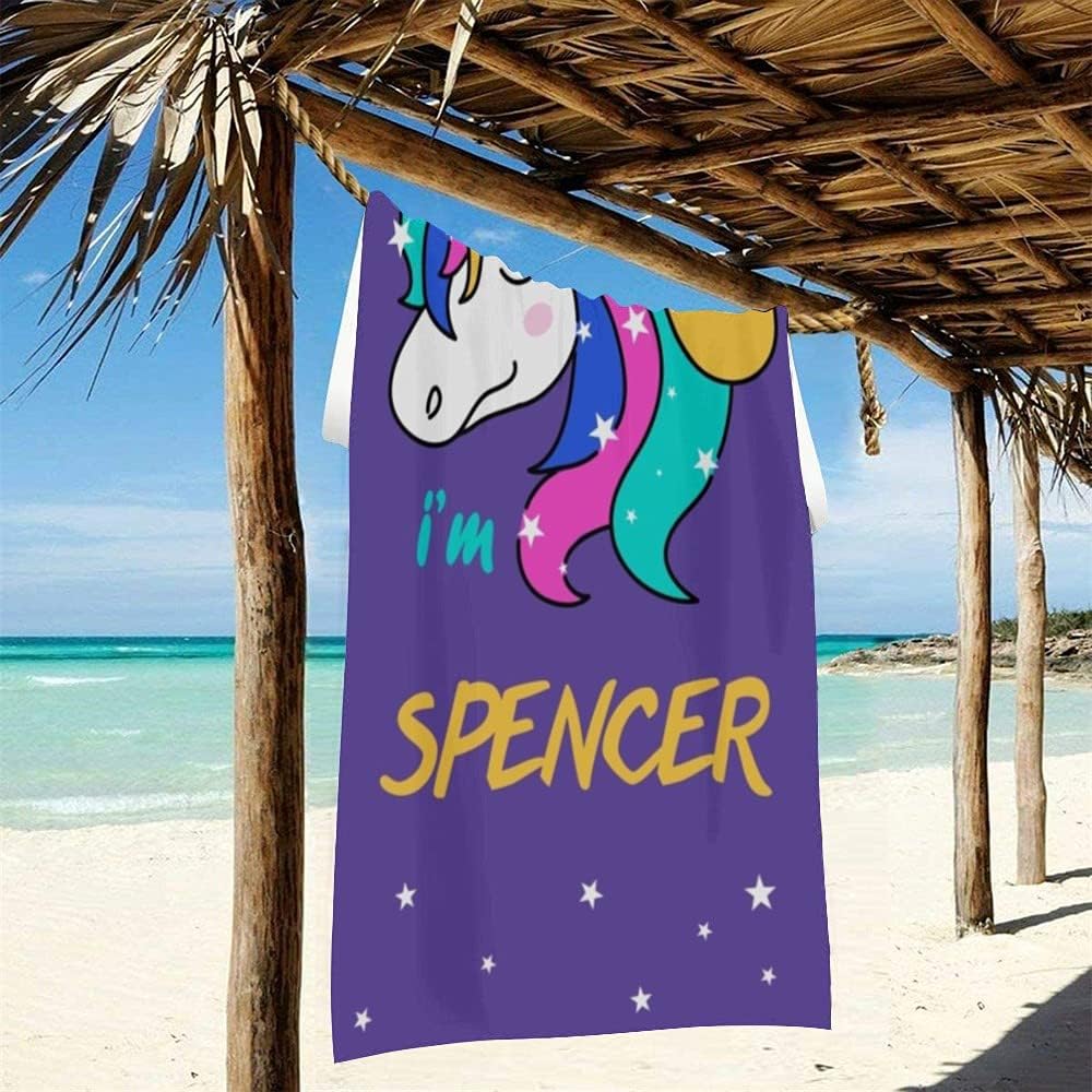 Unicorn Personalized Beach Towels with Name, Custom Beach/Bath/Pool Towel for Adult Kid Women Men Girl Boy, Quick-Drying Absorbent Unicorn Bath Towel 30×60 inches (Unicorn 8)