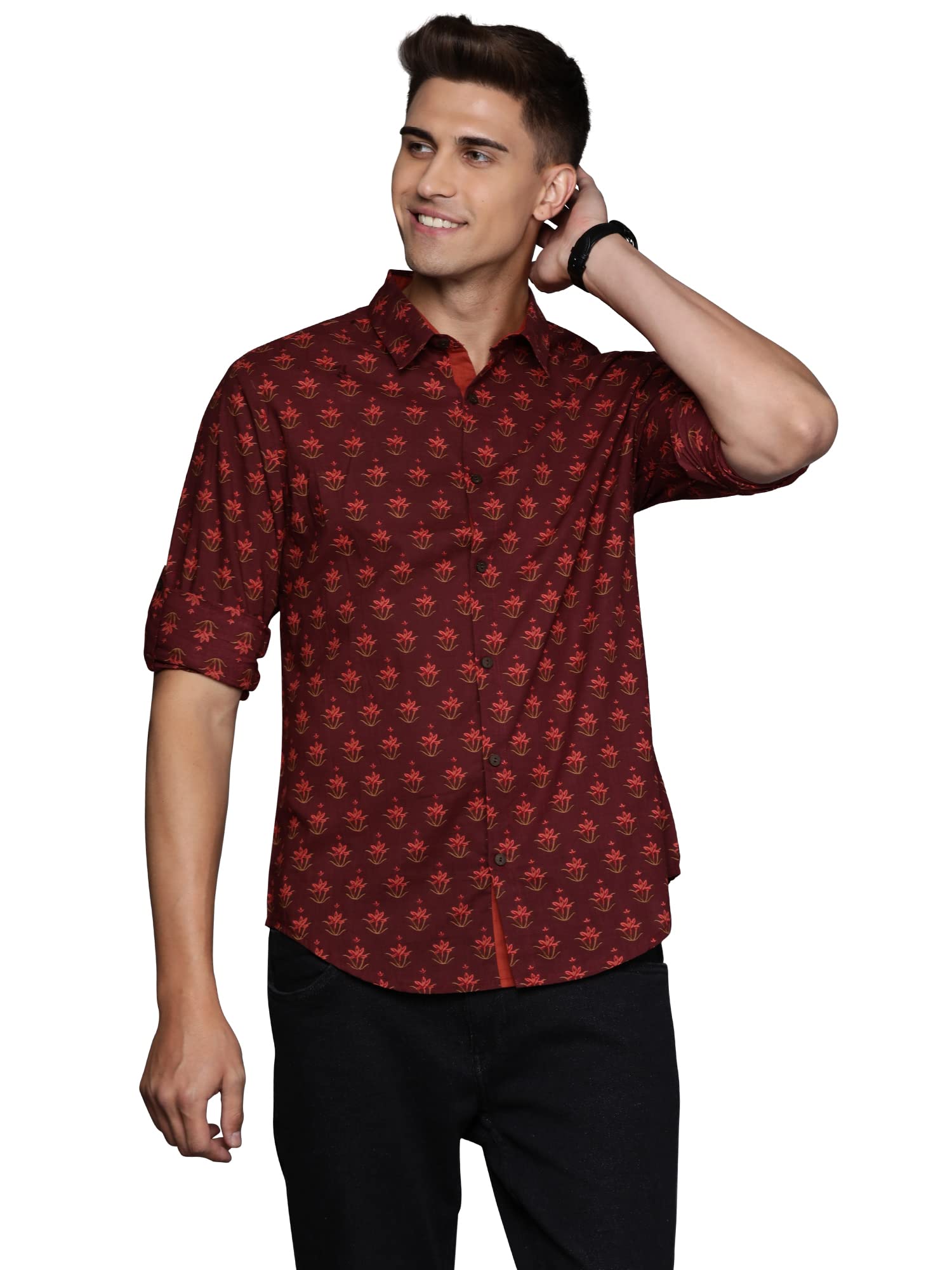 Indo Era Slim fit Printed Cotton Casual Shirt for Men in multi
