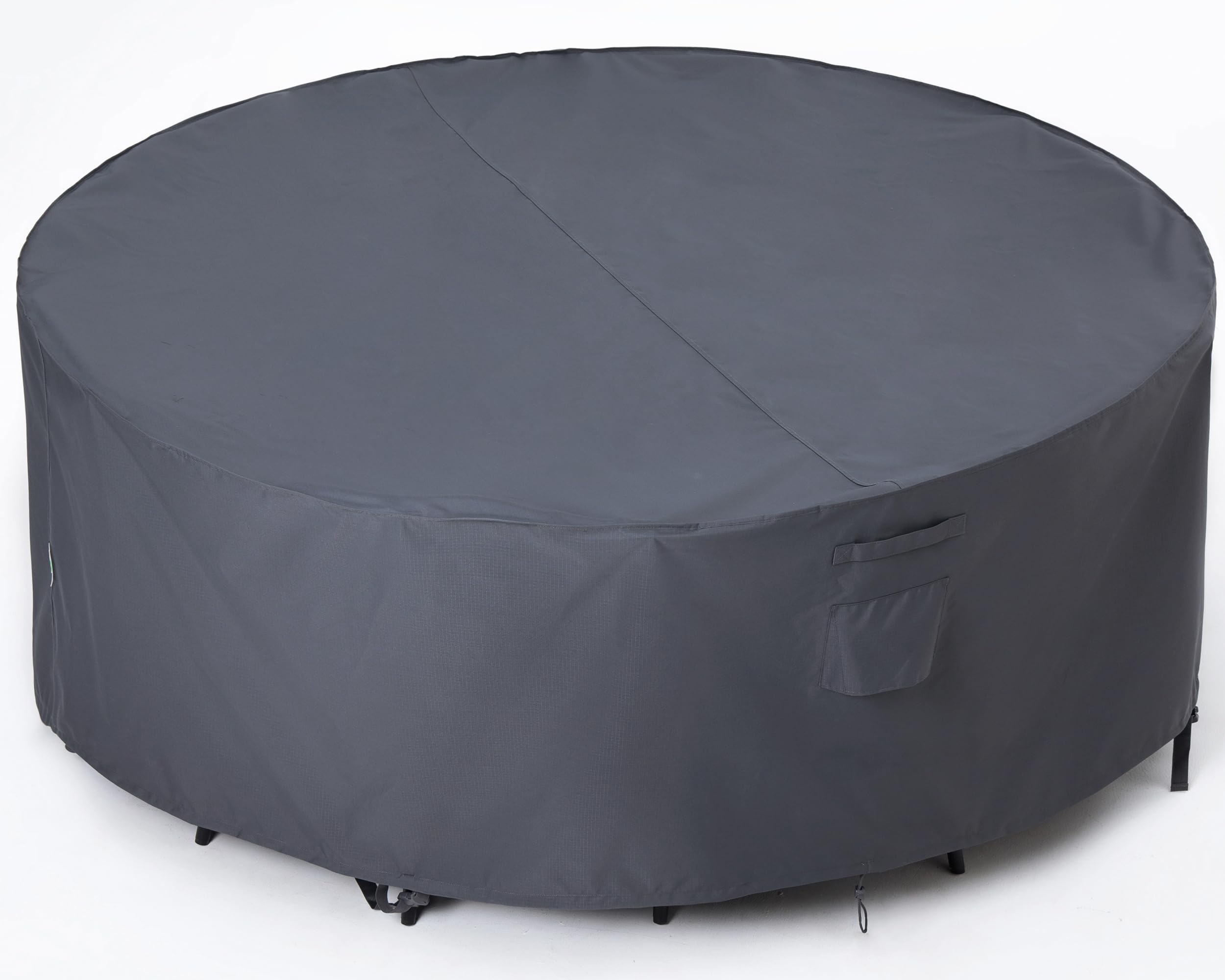 Garden Furniture Covers Waterproof Round XL-Large Grey Covers for Circle Table With Chairs Set Wooden Rattan Fabric Furniture Rain and Sun Protection Cover 279.5cm(110 inch) Diameter