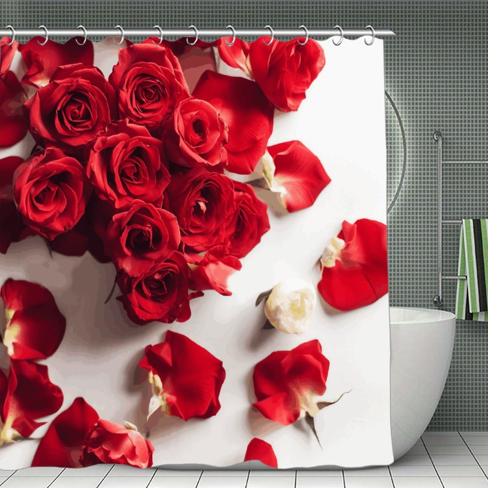 FekiLoot Flowers on Background Shower Curtain Thick Weighted Shower Curtain Classic Unique Bath Curtains Heavy Duty Long Showers Curtains for Bathroom Bath Tubs Machine Wash 70.8"x70.8"