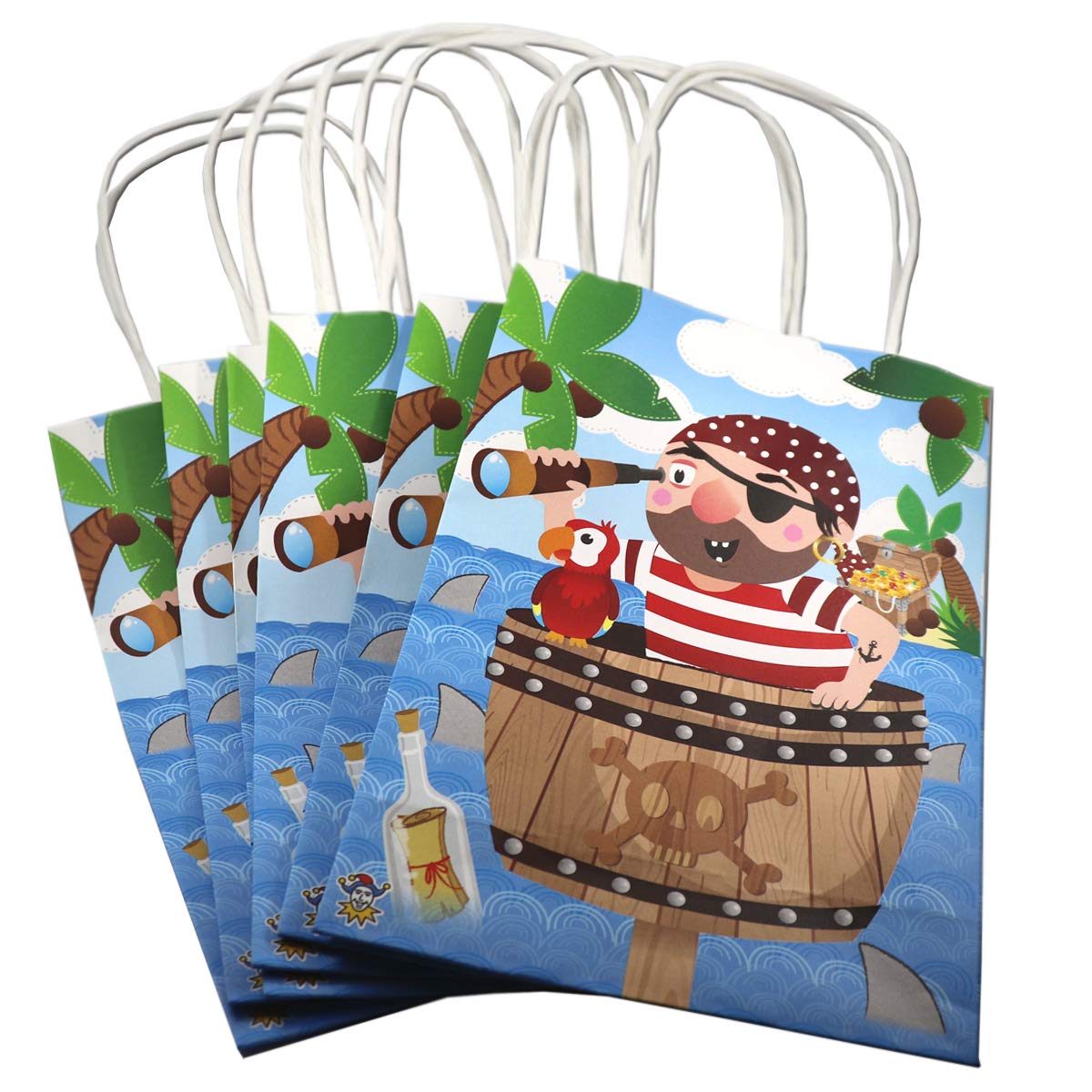 24 x Gift Bags Children's Birthday Party Pirate Gift Bags Sea Robbers Boys Party Bags Paper Bags Pirate Party Decoration